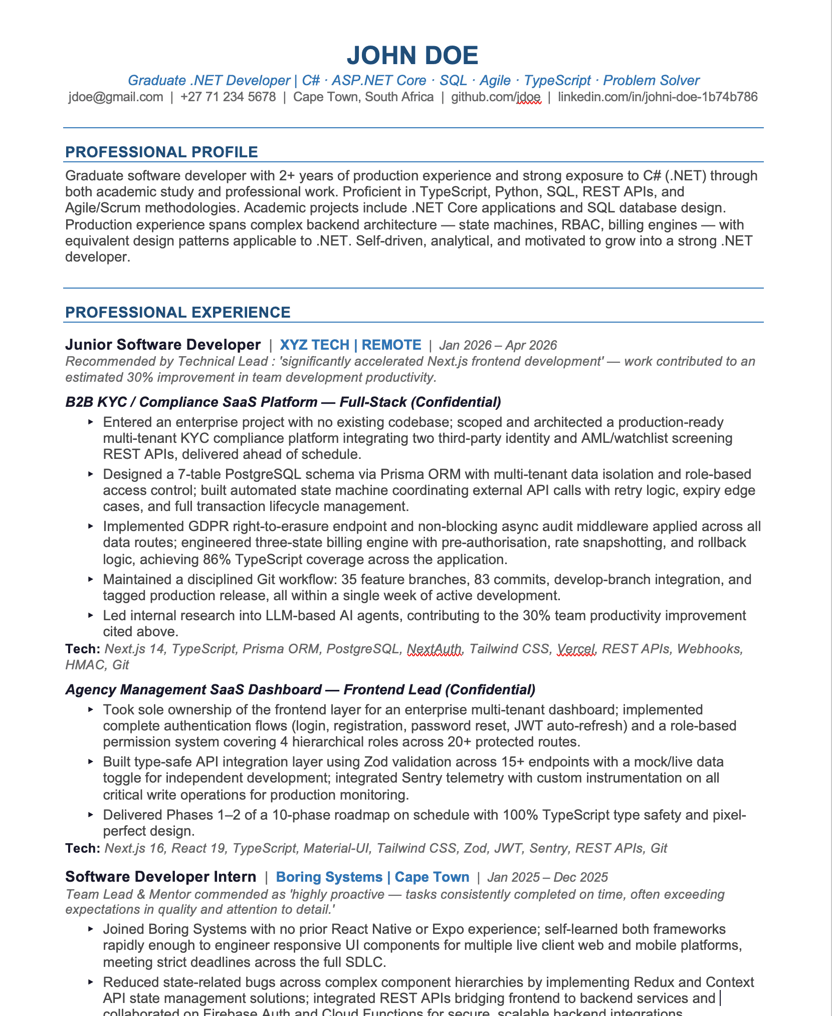 Technical CV